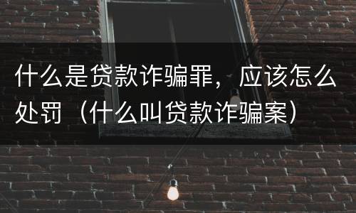 什么是贷款诈骗罪，应该怎么处罚（什么叫贷款诈骗案）
