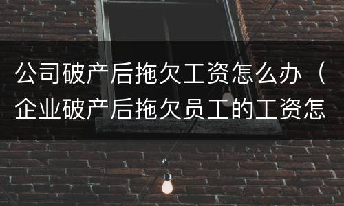 公司破产后拖欠工资怎么办（企业破产后拖欠员工的工资怎么办）