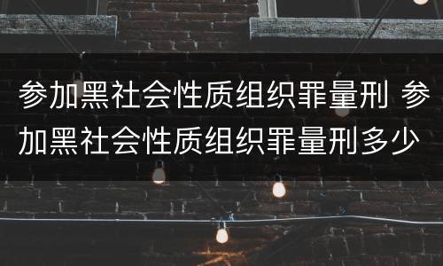 参加黑社会性质组织罪量刑 参加黑社会性质组织罪量刑多少