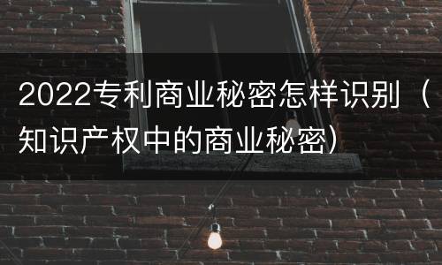 2022专利商业秘密怎样识别（知识产权中的商业秘密）