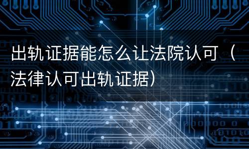出轨证据能怎么让法院认可（法律认可出轨证据）