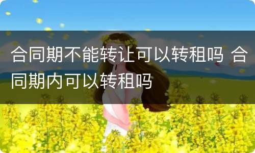 合同期不能转让可以转租吗 合同期内可以转租吗