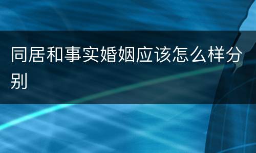 同居和事实婚姻应该怎么样分别