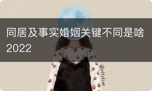 同居及事实婚姻关键不同是啥2022