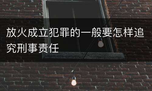 放火成立犯罪的一般要怎样追究刑事责任