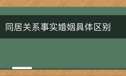 同居关系事实婚姻具体区别