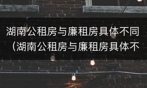 湖南公租房与廉租房具体不同（湖南公租房与廉租房具体不同点）