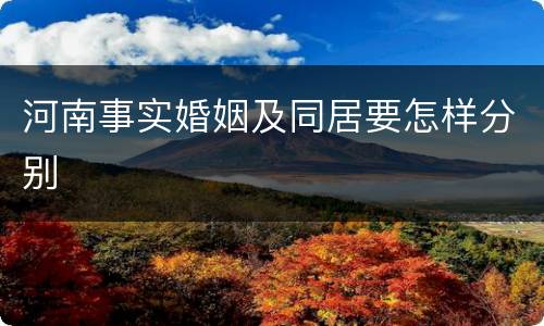 河南事实婚姻及同居要怎样分别
