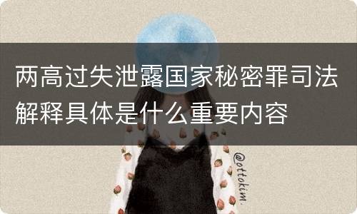 两高过失泄露国家秘密罪司法解释具体是什么重要内容