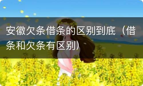 安徽欠条借条的区别到底（借条和欠条有区别）