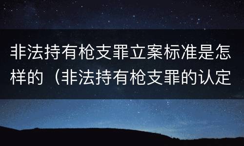 非法持有枪支罪立案标准是怎样的（非法持有枪支罪的认定）