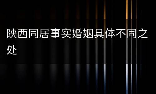 陕西同居事实婚姻具体不同之处