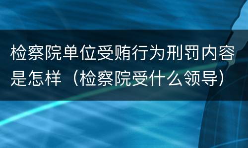 检察院单位受贿行为刑罚内容是怎样（检察院受什么领导）
