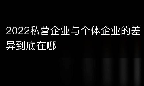 2022私营企业与个体企业的差异到底在哪