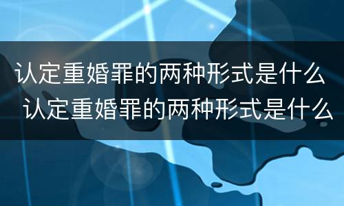认定重婚罪的两种形式是什么 认定重婚罪的两种形式是什么呢