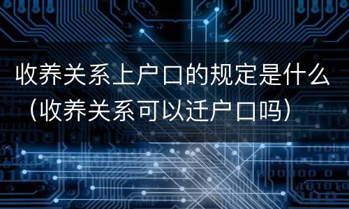 收养关系上户口的规定是什么（收养关系可以迁户口吗）