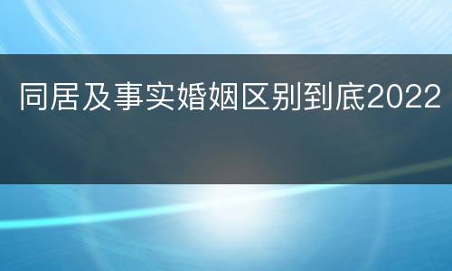 同居及事实婚姻区别到底2022