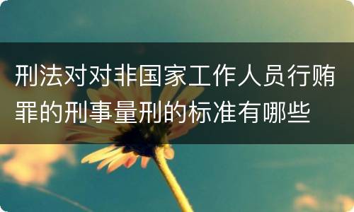 刑法对对非国家工作人员行贿罪的刑事量刑的标准有哪些