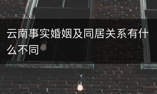 云南事实婚姻及同居关系有什么不同