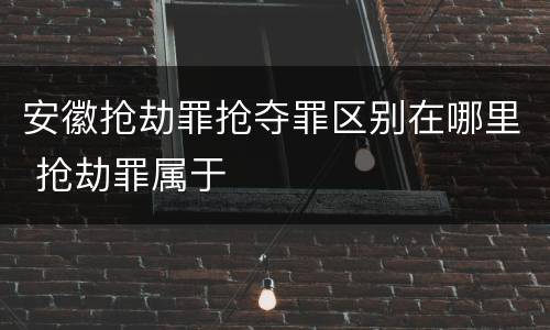 安徽抢劫罪抢夺罪区别在哪里 抢劫罪属于