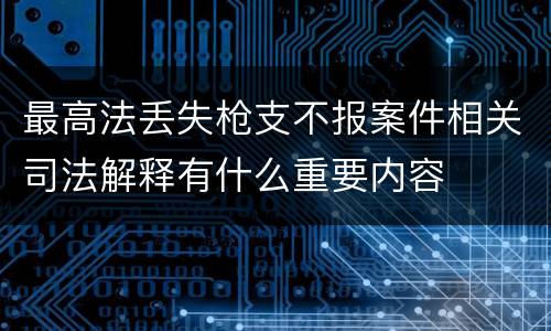最高法丢失枪支不报案件相关司法解释有什么重要内容