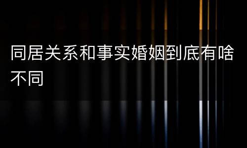 同居关系和事实婚姻到底有啥不同