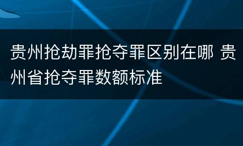 贵州抢劫罪抢夺罪区别在哪 贵州省抢夺罪数额标准