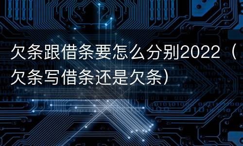 欠条跟借条要怎么分别2022（欠条写借条还是欠条）