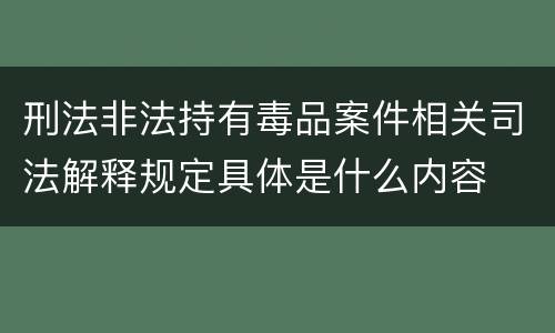 刑法非法持有毒品案件相关司法解释规定具体是什么内容