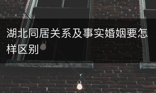 湖北同居关系及事实婚姻要怎样区别