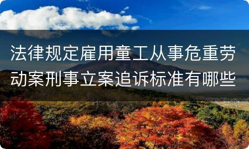 法律规定雇用童工从事危重劳动案刑事立案追诉标准有哪些