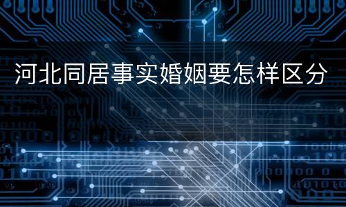 河北同居事实婚姻要怎样区分