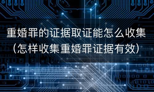 重婚罪的证据取证能怎么收集（怎样收集重婚罪证据有效）