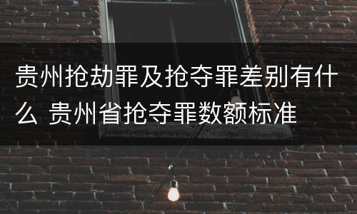 贵州抢劫罪及抢夺罪差别有什么 贵州省抢夺罪数额标准