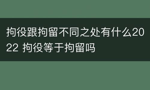拘役跟拘留不同之处有什么2022 拘役等于拘留吗