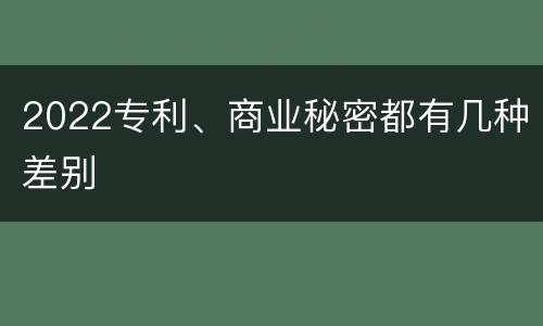 2022专利、商业秘密都有几种差别