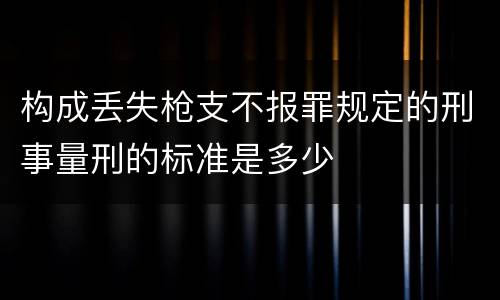 构成丢失枪支不报罪规定的刑事量刑的标准是多少