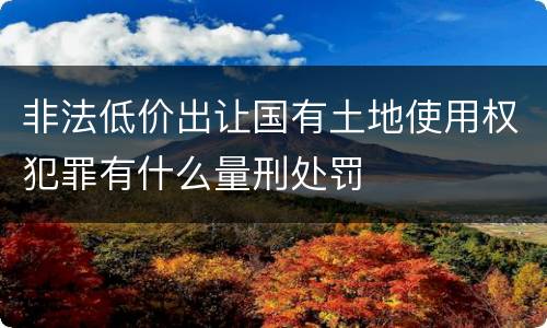 非法低价出让国有土地使用权犯罪有什么量刑处罚