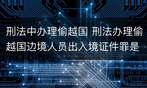 刑法中办理偷越国 刑法办理偷越国边境人员出入境证件罪是指