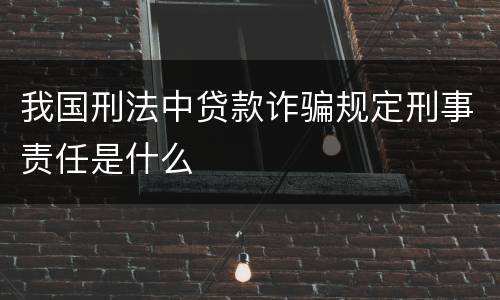 我国刑法中贷款诈骗规定刑事责任是什么