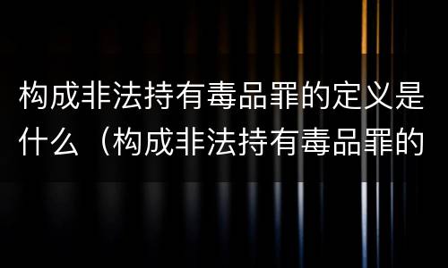 构成非法持有毒品罪的定义是什么（构成非法持有毒品罪的定义是什么标准）