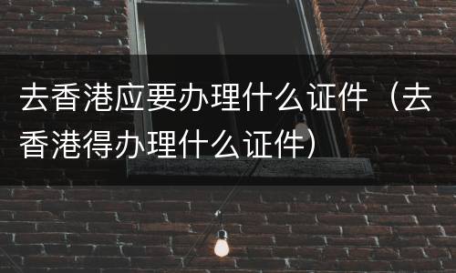 去香港应要办理什么证件（去香港得办理什么证件）