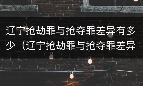 辽宁抢劫罪与抢夺罪差异有多少（辽宁抢劫罪与抢夺罪差异有多少条）