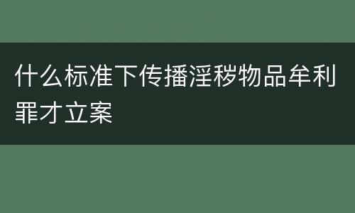 什么标准下传播淫秽物品牟利罪才立案