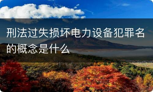 刑法过失损坏电力设备犯罪名的概念是什么