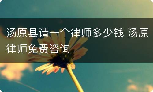 汤原县请一个律师多少钱 汤原律师免费咨询