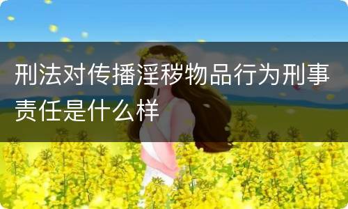 刑法对传播淫秽物品行为刑事责任是什么样