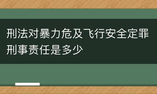 刑法对暴力危及飞行安全定罪刑事责任是多少