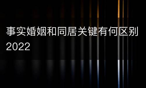 事实婚姻和同居关键有何区别2022