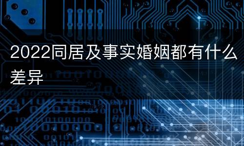 2022同居及事实婚姻都有什么差异
